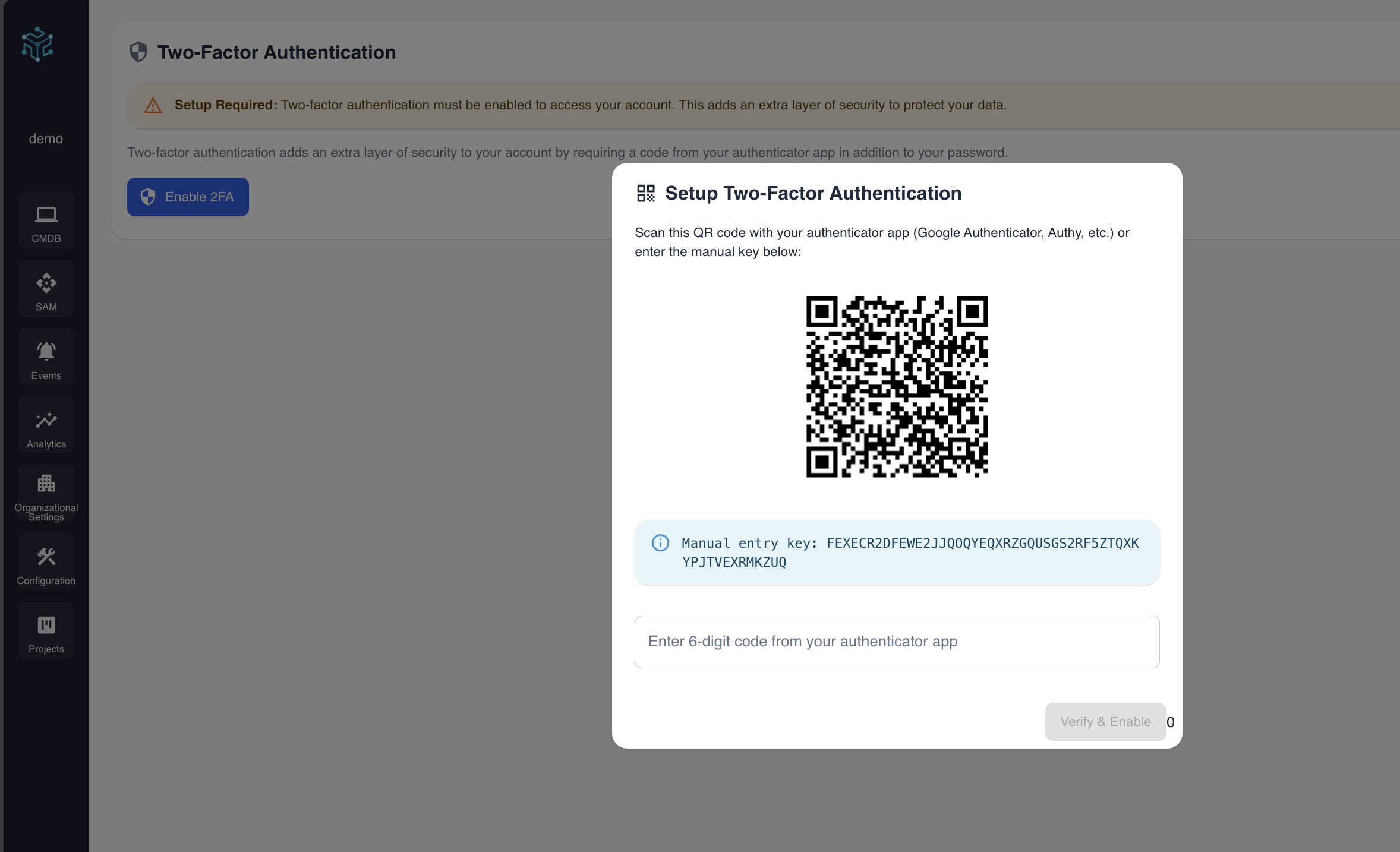 Setup Two-Factor Authentication