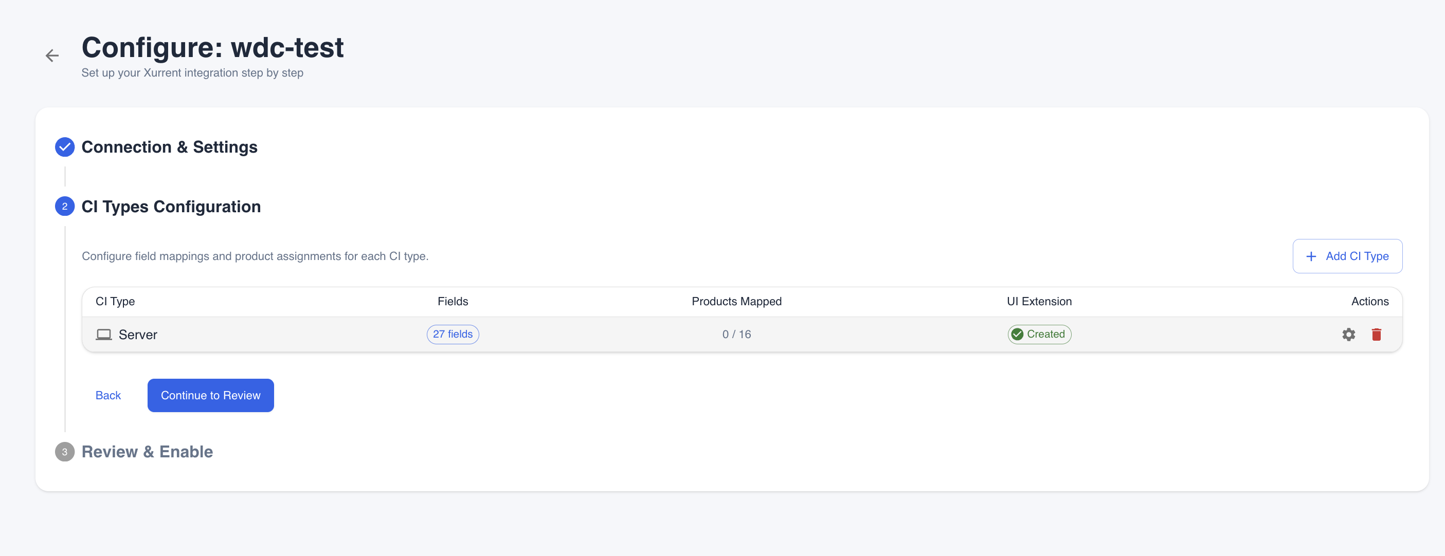 CI Types Configuration