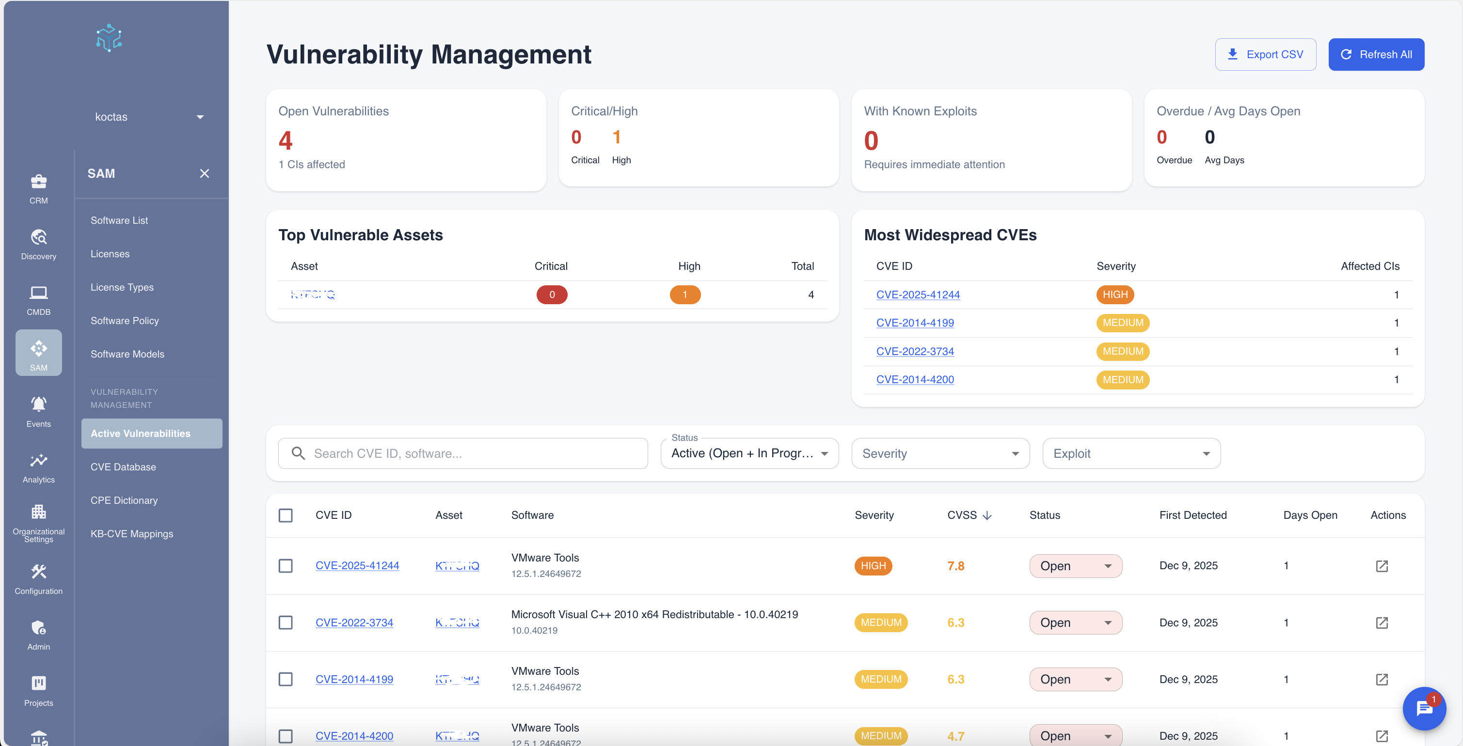 Vulnerability Management Dashboard